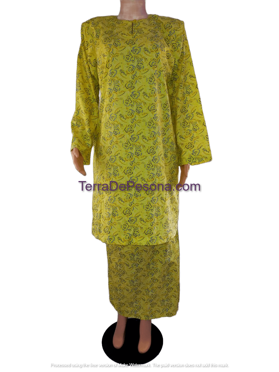 Baju Kurung Pesak Tradisional Johor Kuning