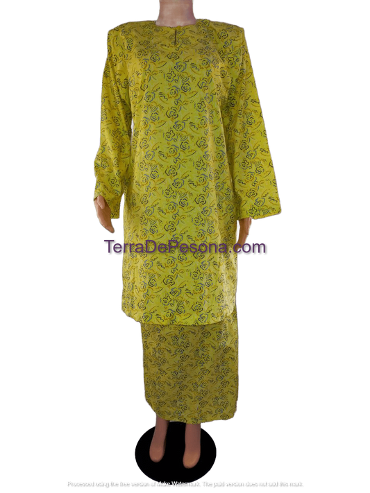 Baju Kurung Pesak Tradisional Johor Kuning