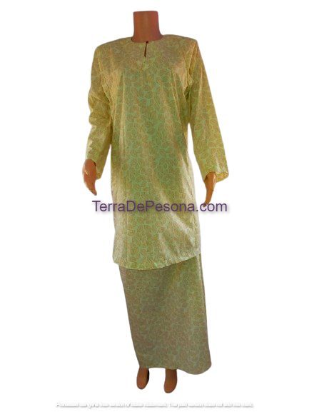 Baju Kurung Pesak Tradisional Johor Kuning Lembut