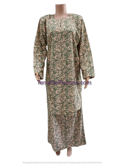 Baju Kurung Pesak Tradisional Johor Hijau Peach