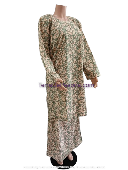 Baju Kurung Pesak Tradisional Johor Hijau Peach