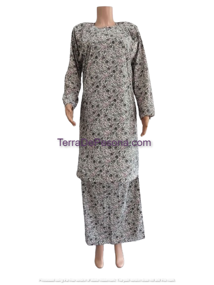 Baju Kurung Pesak Tradisional Johor Kelabu