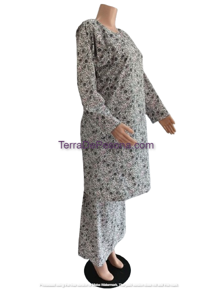 Baju Kurung Pesak Tradisional Johor Light Silver-KJ0051 – Terra de Pesona