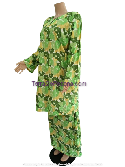 Baju Kurung Pesak Tradisional Johor Green Yellow