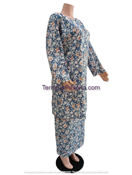 Baju Kurung Pesak Tradisional Johor Biru Pastel