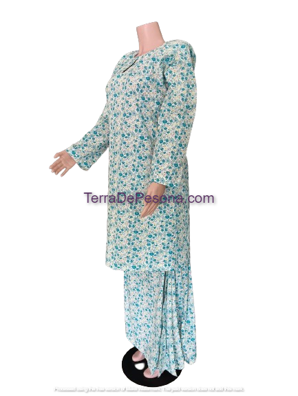 Baju Kurung Pesak Tradisional Johor biru muda