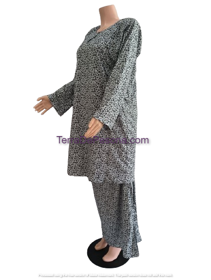 Baju Kurung Pesak Tradisional Johor Grey-KJ0066