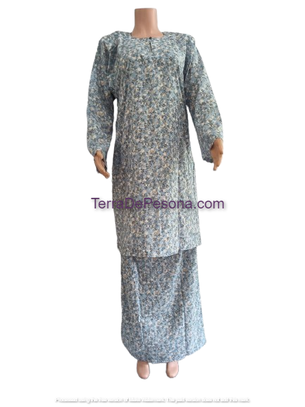 Baju Kurung Pesak Tradisional Johor Ash Blue-KJ0069