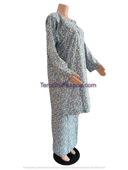 Baju Kurung Pesak Tradisional Johor Ash Blue-KJ0069