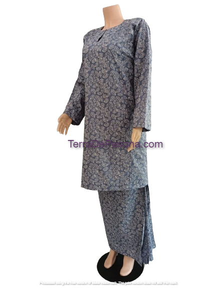 Baju Kurung Pesak Tradisional Johor Dark Steel Blue-KJ0071