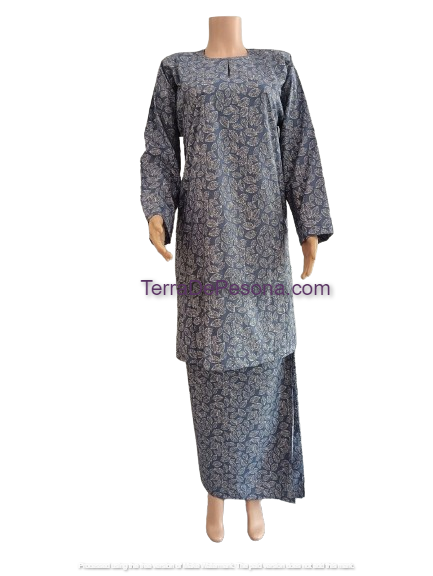 Baju Kurung Pesak Tradisional Johor Dark Steel Blue-KJ0071