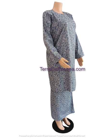 Baju Kurung Pesak Tradisional Johor Dark Steel Blue-KJ0071