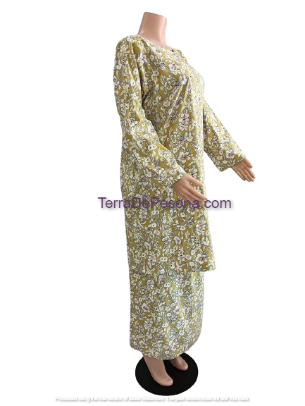 Baju Kurung Pesak Tradisional Johor Khaki Green-KJ0074