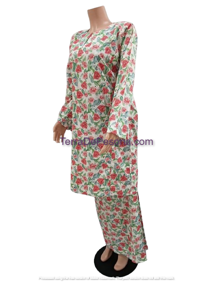 Baju Kurung Pesak Tradisional Johor Pastel Red-KJ0080