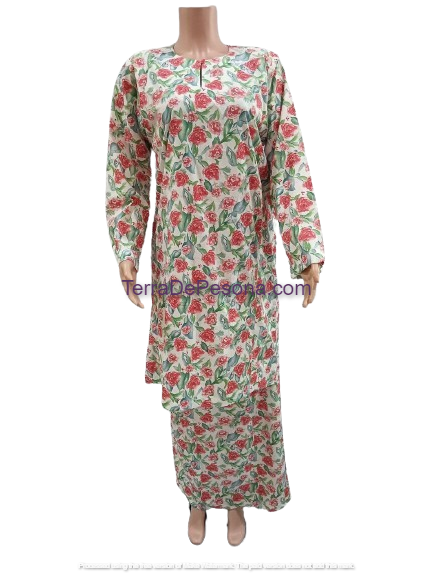 Baju Kurung Pesak Tradisional Johor Pastel Red-KJ0080