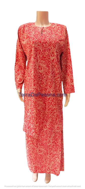 Baju Kurung Pesak Tradisional Johor Red-KJ0087