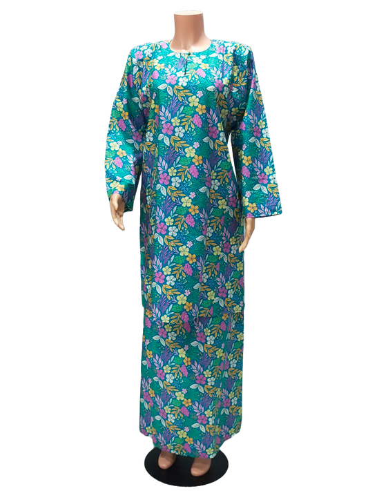 Baju Kurung Pesak Traditional Johor Biru Hijau