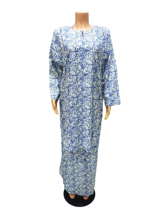 Baju Kurung Pesak Traditional Johor Biru Kelabu