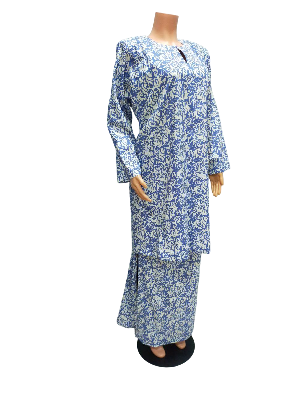 Baju Kurung Pesak Traditional Johor Biru Kelabu